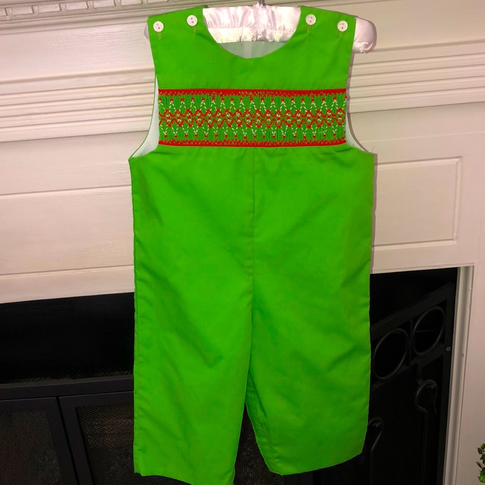 NWT Le’Za Me Smocked Holiday Long-tail One Piece Jumper Sz.18m
